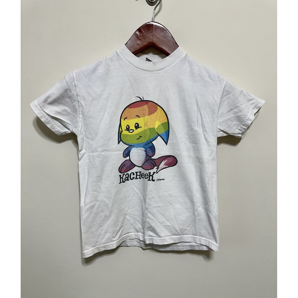 Vintage‎ Neopets Kacheek T-Shirt White Y2K Rainbow Graphic Youth M 10-12
